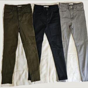 Zara skinny jeans bundle – 3 pair, sz 6 - Olive, Black, Light Blue/Gray